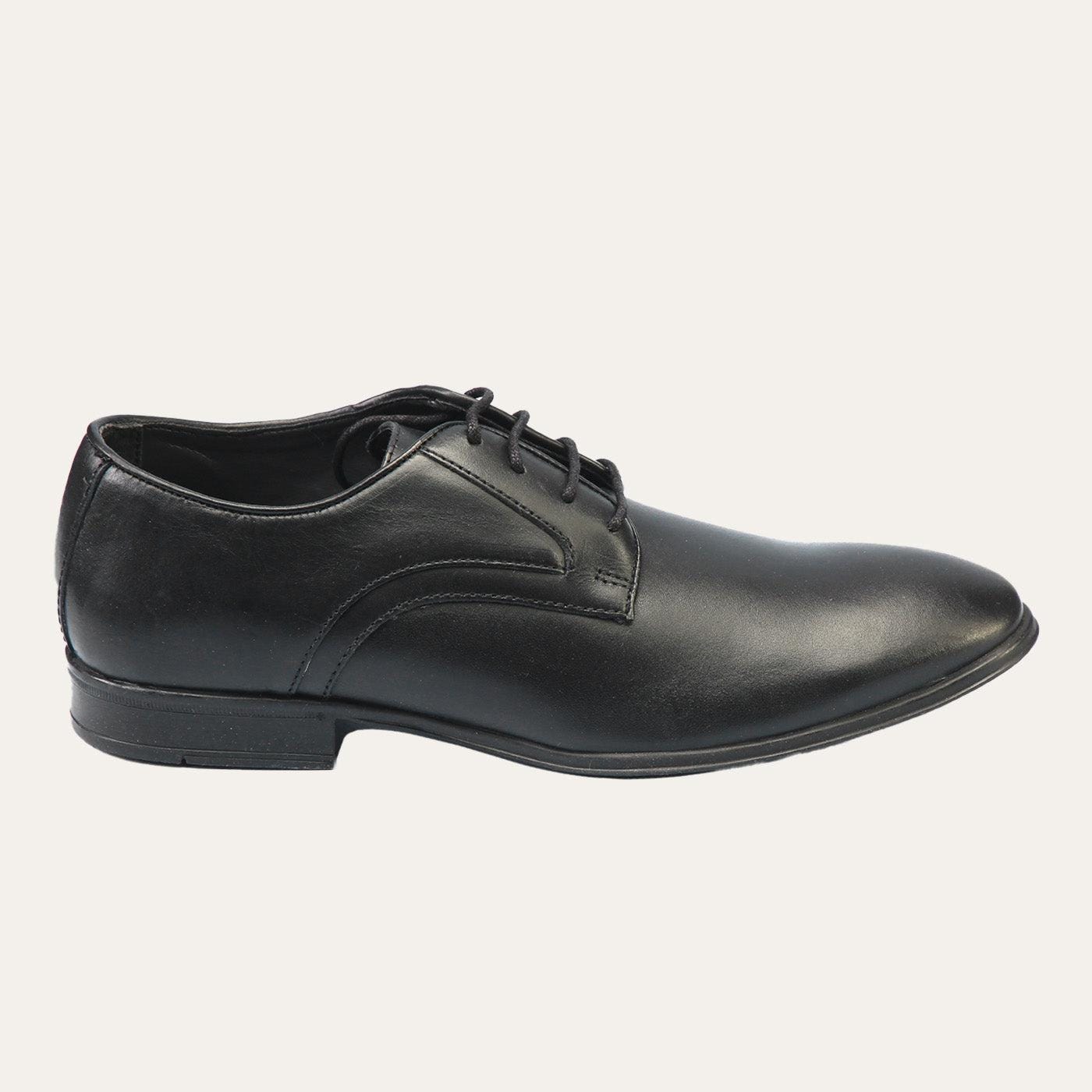 Men's Formal Black Leather Laceup Shoe With Bella